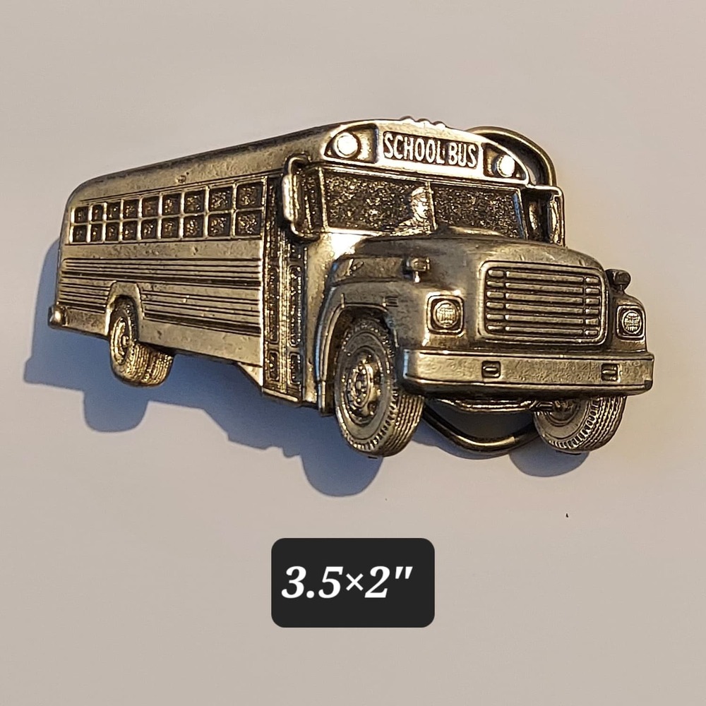 VTG School Bus Belt Buckle 1982 The Great American Buckle Company Made USA #1026